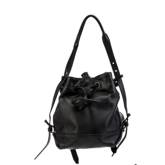 Opening Ceremony Black Izzy Convertible Backpack/ Bucket Bag  Drawstring Handbag